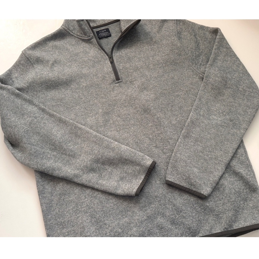 J.Crew Mens Authentic Fleece Quarter Zip Pullover Sweater Heather Grey XL
